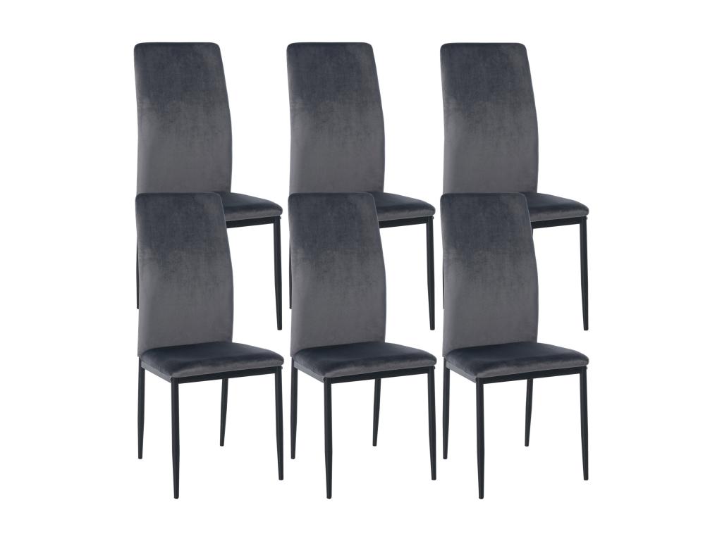 Set of 6 dining chairs - Velvet/Metal - Grey - Artvivrestore 79743KBVS