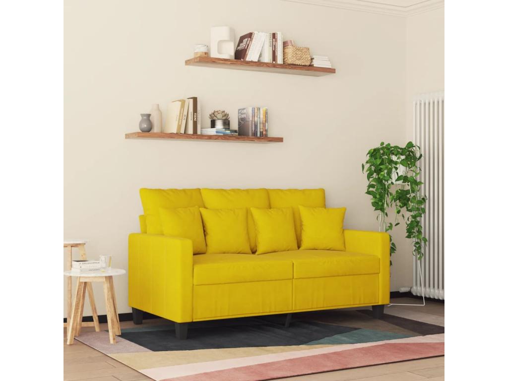2-seater sofa, yellow, 120 cm, velvet, 06371YDEZ