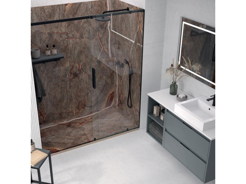Tropical Forest Brown Shower Tray with Smooth Finish, Artvivrestore 3D Color Grid - 180x90 cm 89168PAKO