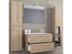 Maisonpuretop 5-piece bathroom vanity unit with sink, drawer, and mirror, oak finish - 80 46551GRKV