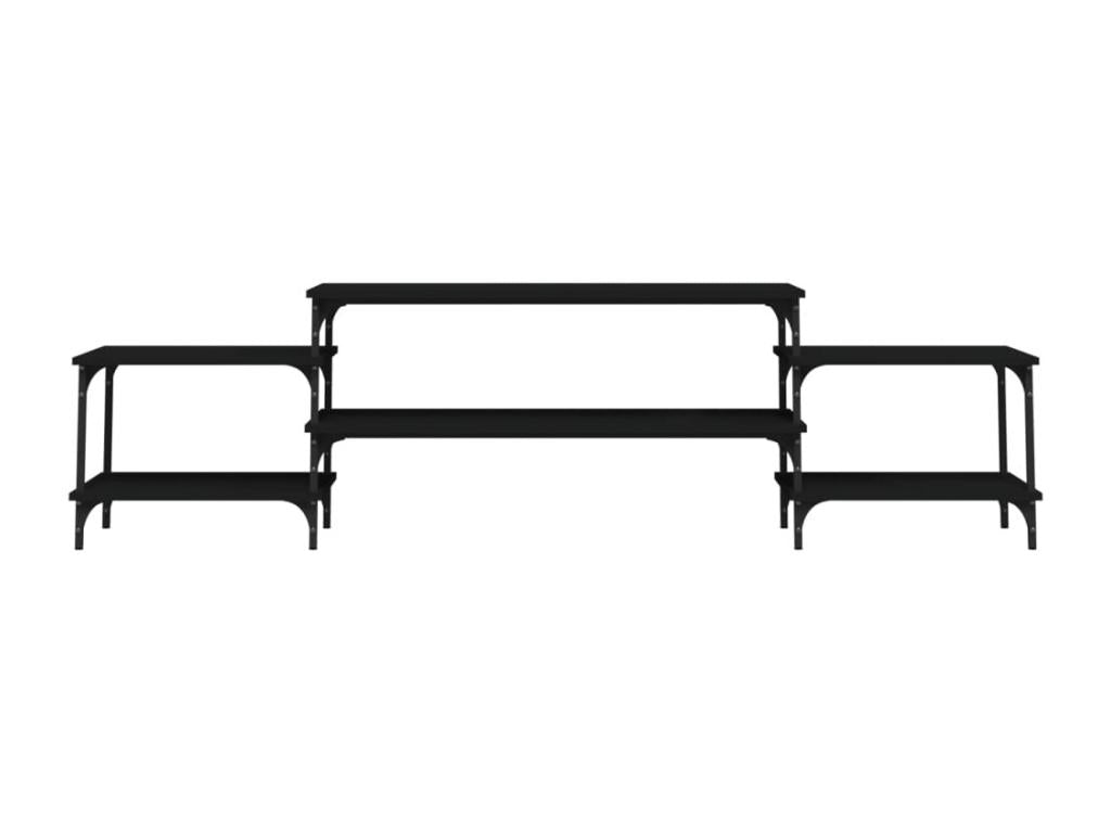 Black TV stand 197x35x52 cm engineered wood 04205GNKW
