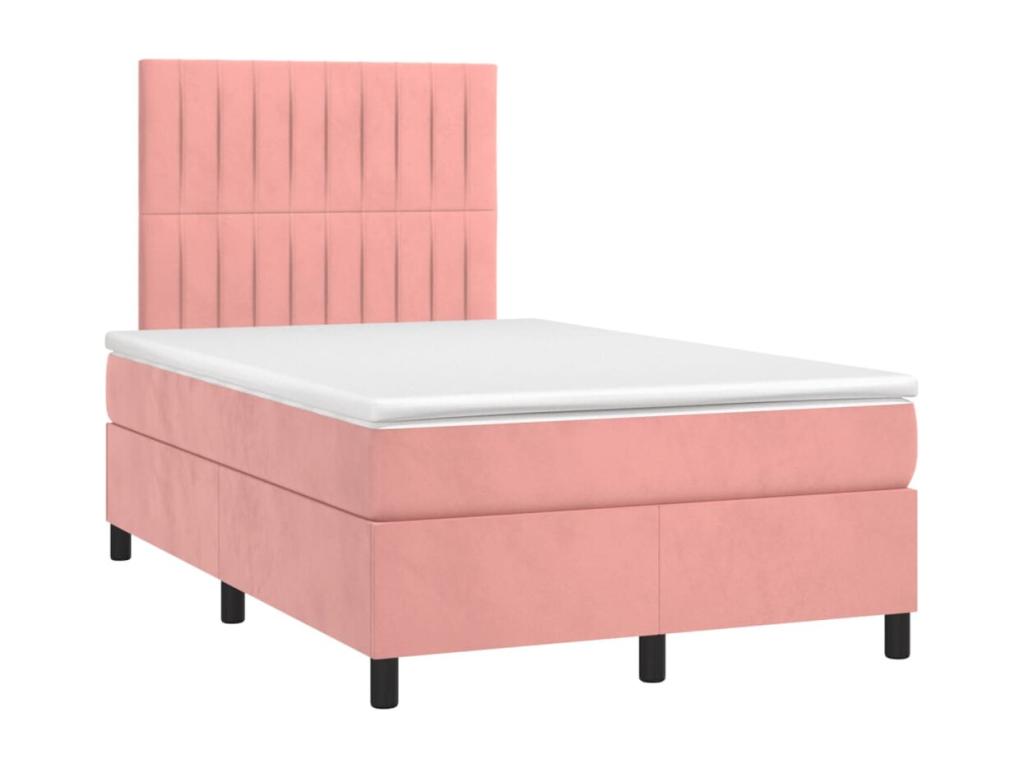 Artvivrestore bed base with LED mattress, pink, 120x200cm, velvet, 27149MNOF