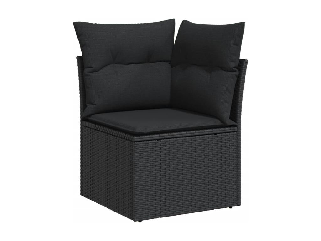 6-piece garden furniture set with cushions, black wicker resin 80046WQCD