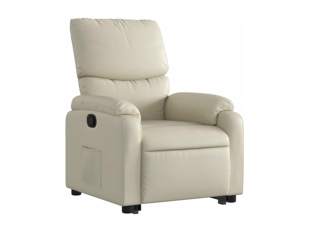 Cream Faux Leather Reclining Armchair 42956RPKN