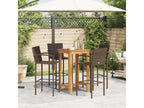 5-piece garden bar set, brown solid wood, Artvivrestore rattan, 28622BQHN