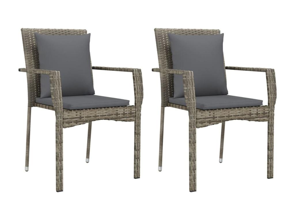 3-piece garden dining set with grey resin wicker cushions 90461DMNG