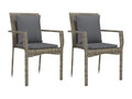 3-piece garden dining set with grey resin wicker cushions 90461DMNG