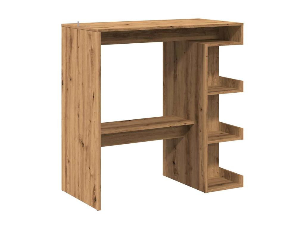 Bar table with storage shelf, handcrafted oak, 79175PQJZ