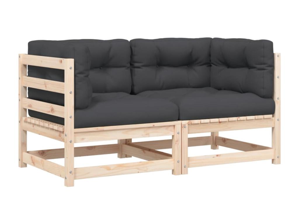 Garden corner sofas and cushions, 2 pcs, solid pine wood, 47834IYXH