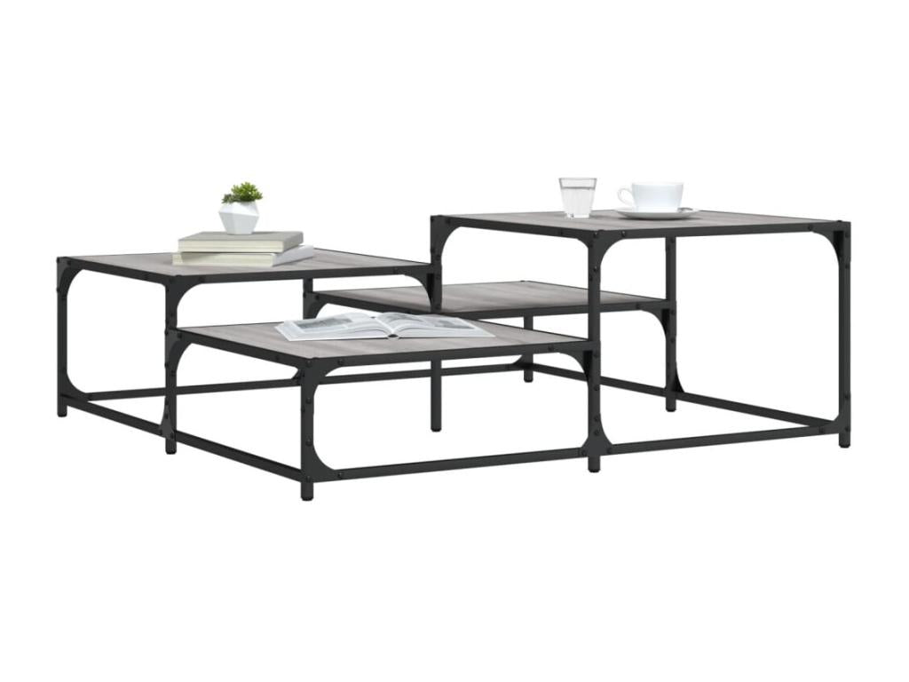 Maisonpuretop grey coffee table 107x107x40 cm engineered wood 86329NBUF