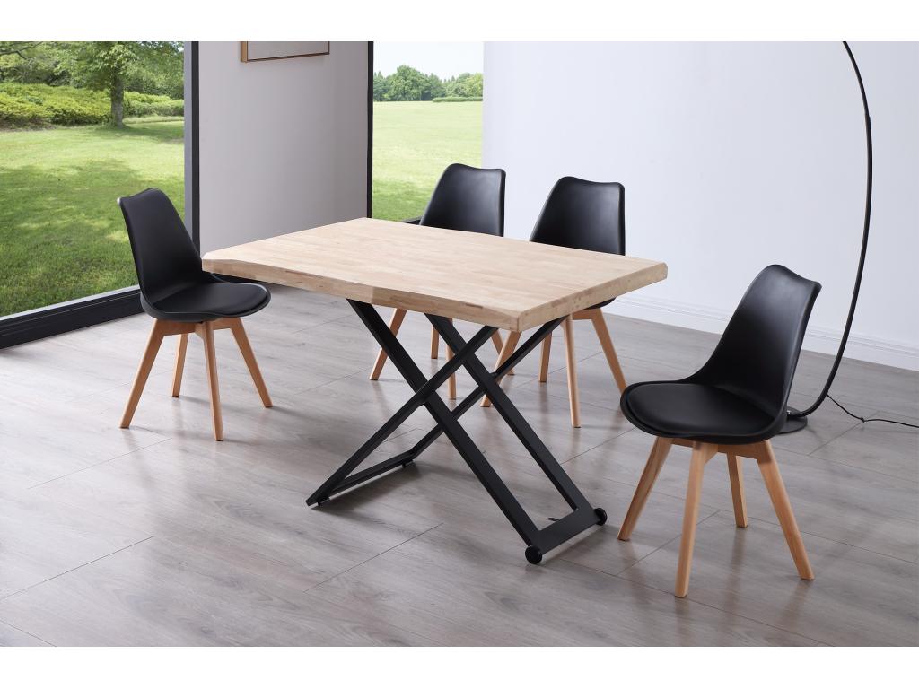 Lift-top coffee table in natural oak with black metal legs. Length 120 x Depth 80 x Height 49-76 cm. 64348EZGE