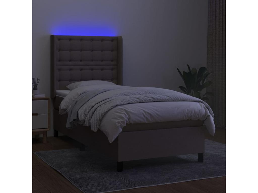 Artvivrestore bed base, mattress and LED lighting, 80x200 cm, fabric, 76003QPSB