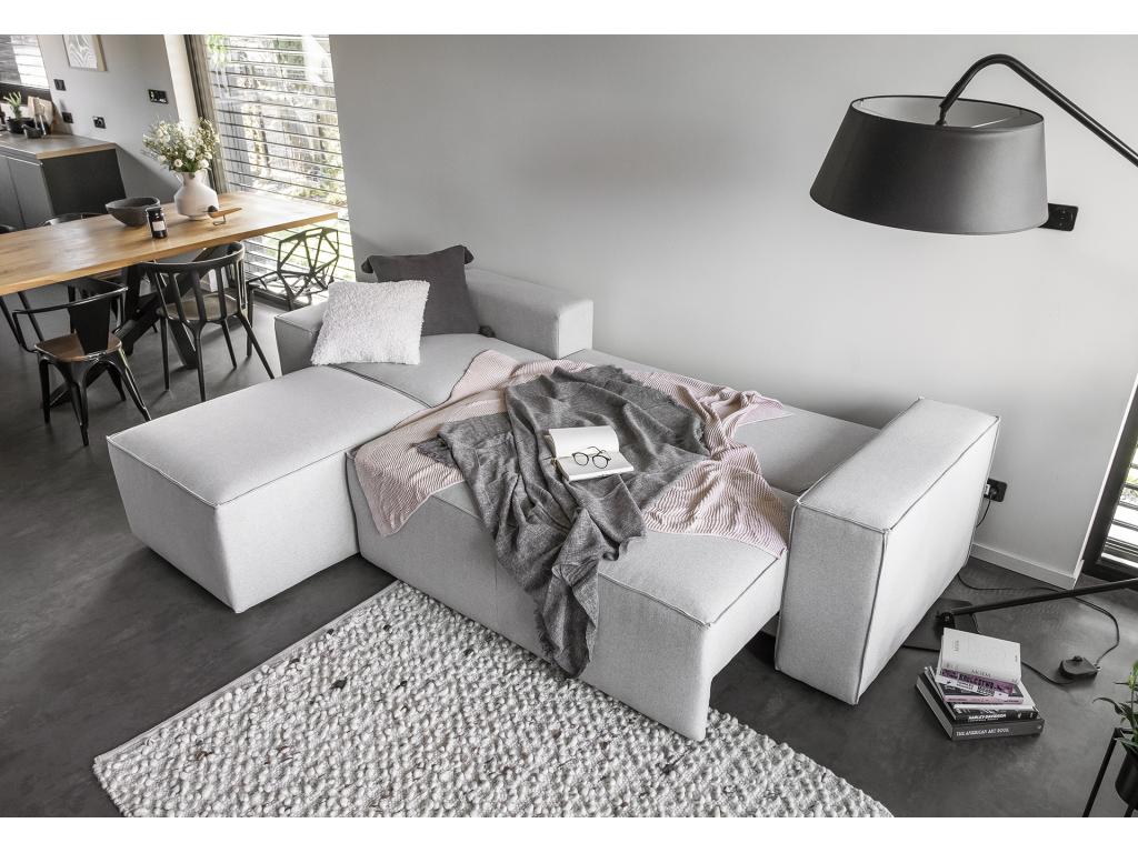 Artvivrestore 302cm Light Grey Soft Fabric Left-Hand Corner Sofa Bed 71970DFGF