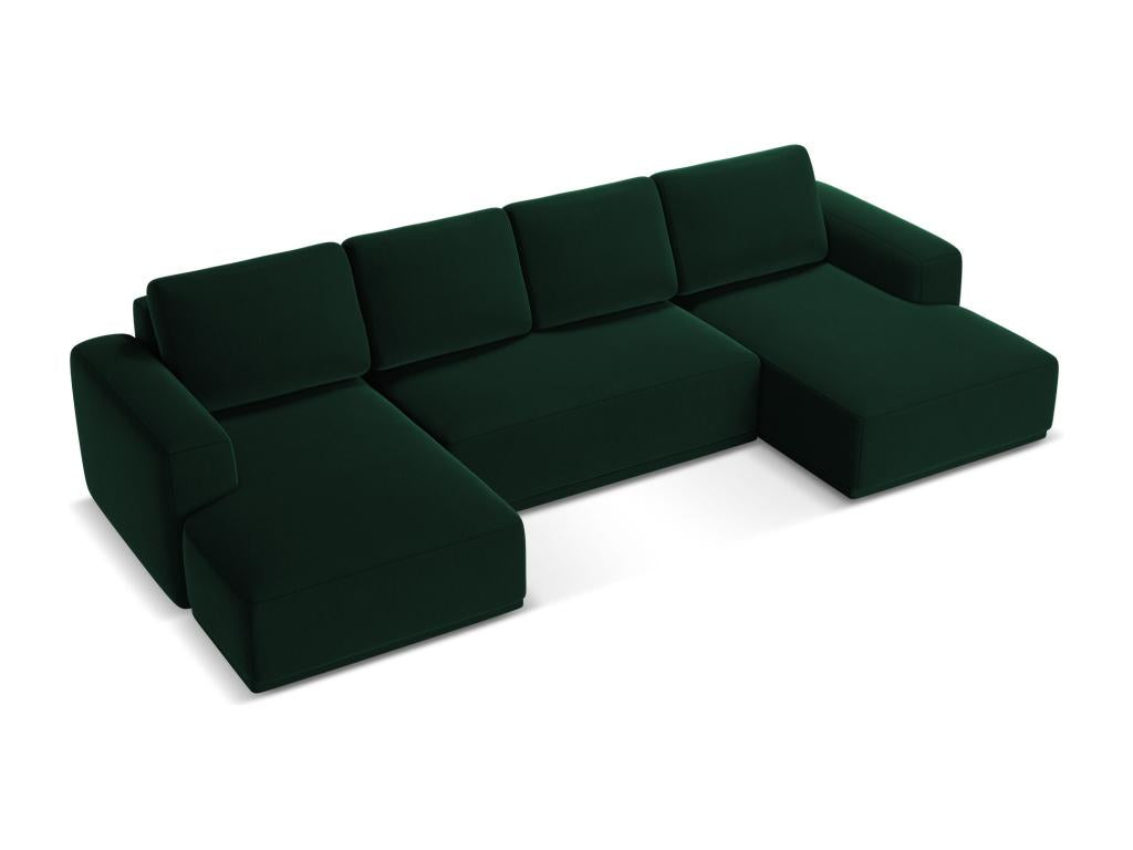 Panoramic convertible corner sofa in velvet - bottle green - Calmetop 37725RXXJ