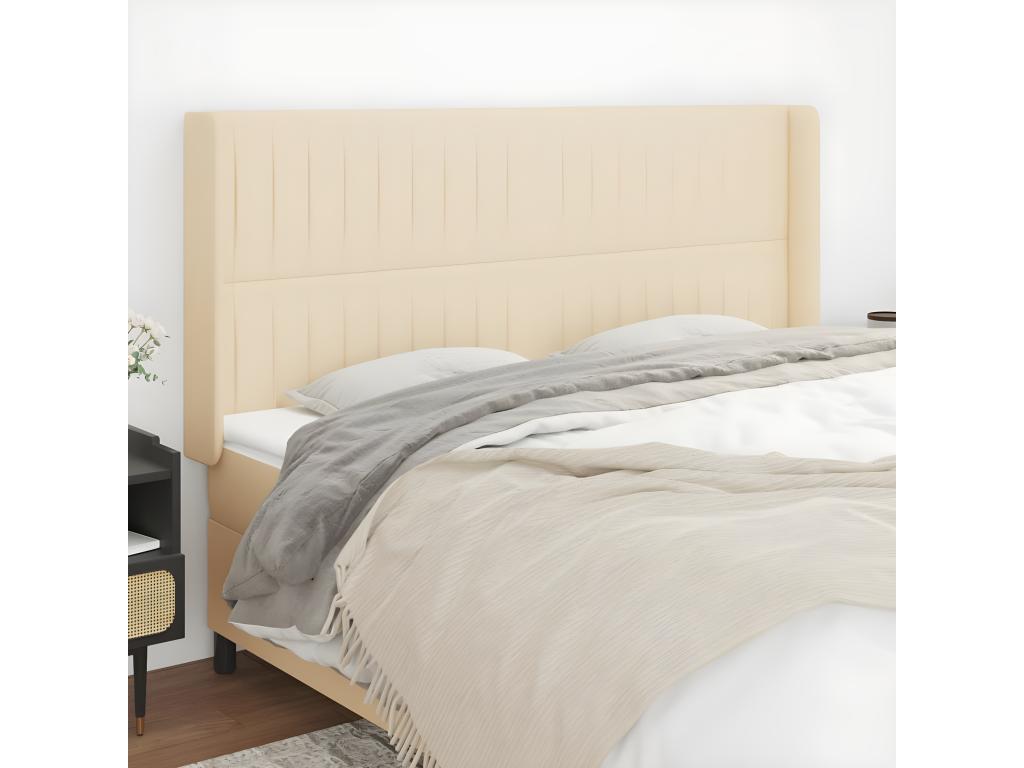 Headboard with wings, Cream, 183x16x118/128 cm, Fabric, 41445KNZB