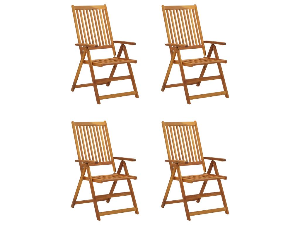 Set of 4 reclining garden chairs and cushions, Maisonpuretop Wood 78477IISD