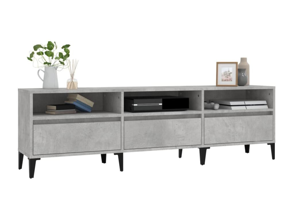 Concrete grey TV stand 150x30x44.5 cm engineered wood 61231ORSA