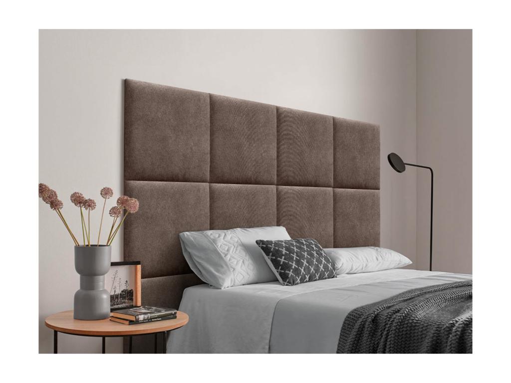Artvivrestore Upholstered Fabric Headboard, composed of interchangeable self-adhesive bed panels for a luxury bedroom, Brown, 160 cm, 15046ERXR