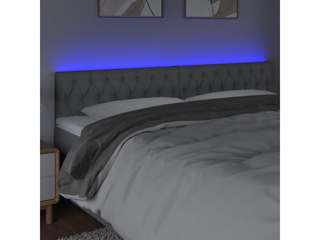Light Grey LED Headboard 180x7x78/88 cm Fabric 27258MTMN