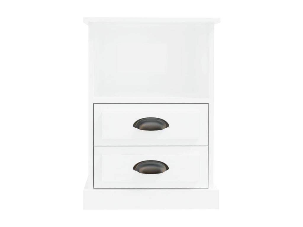 High-gloss white bedside table 43x36x60 cm 07901VWCN