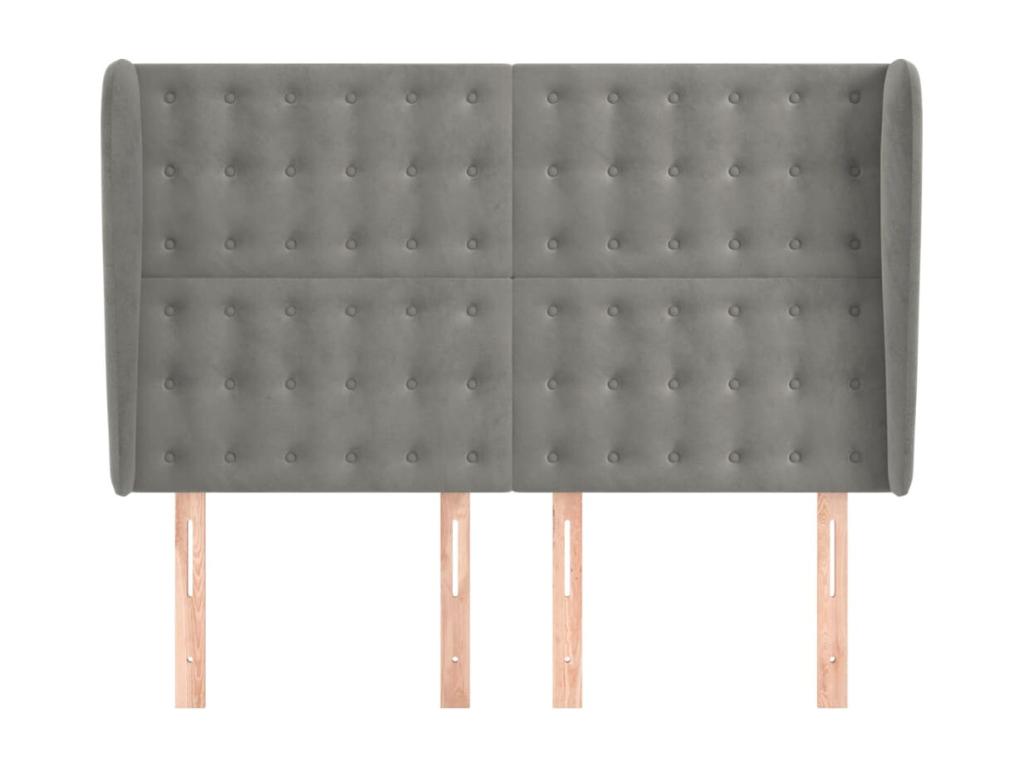 Headboard with wings, light grey, 147x23x118/128 cm, velvet, 05425TGTZ