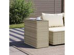 Garden side table with light grey glass top and rattan 25591MGTA