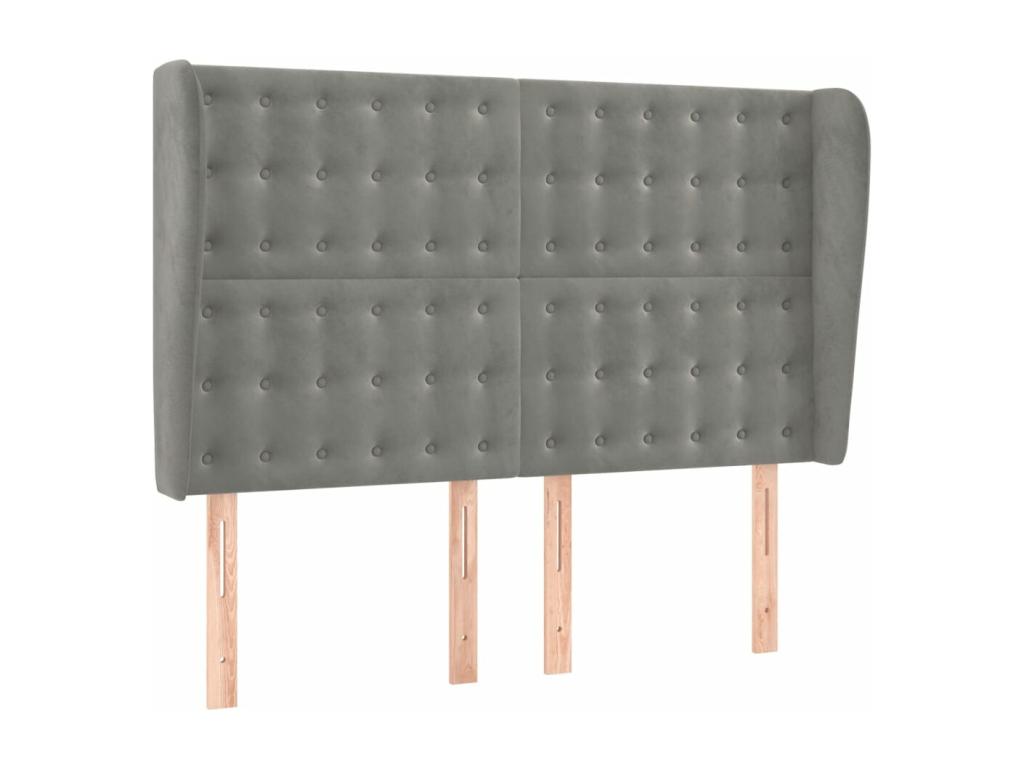 Headboard with wings, light grey, 147x23x118/128 cm, velvet, 05425TGTZ