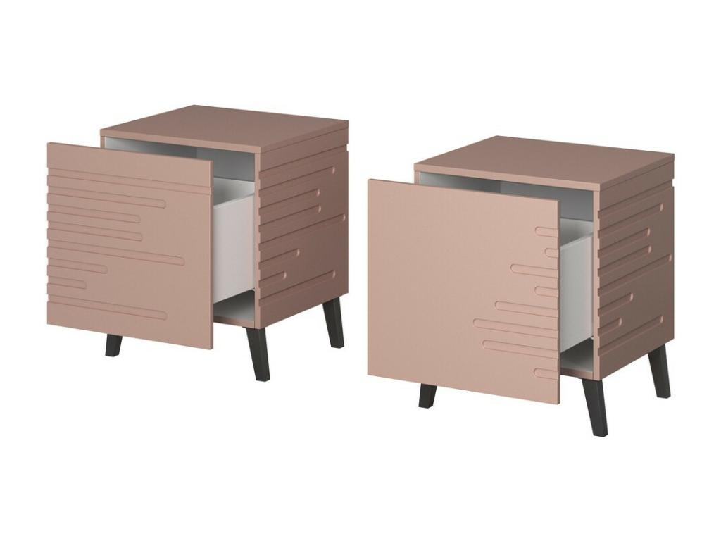Max 74041PVUI Matte Pink Designer Bedside Table x2