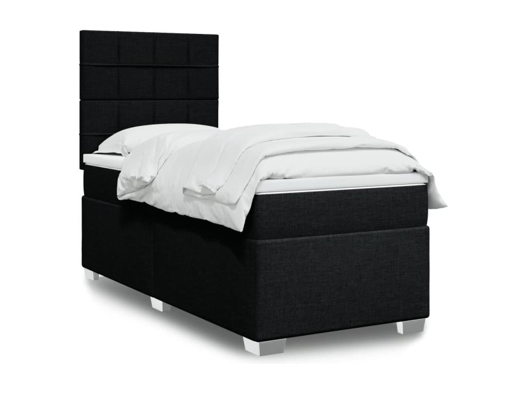 Artvivrestore bed base with mattress, black, 100x200 cm, fabric, 45039FQHF