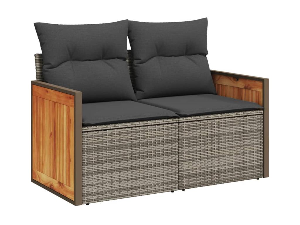 13-piece garden furniture set with cushions, grey woven resin, 17285CZCN