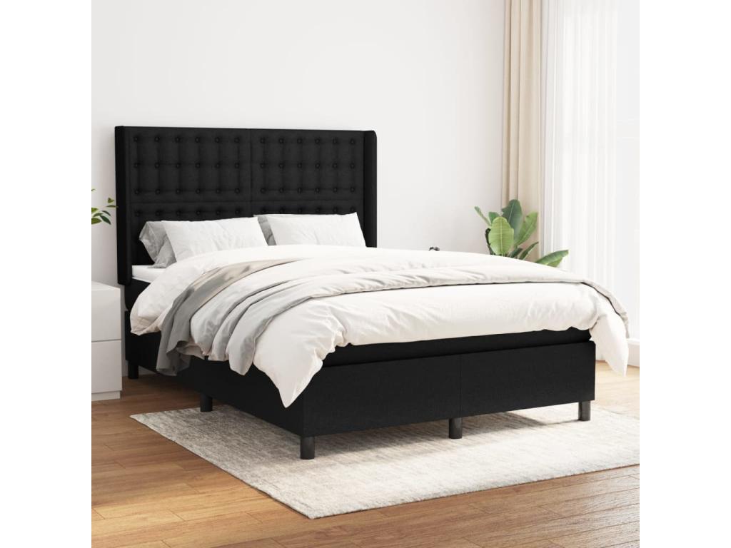 Maisonpuretop bed base with mattress, black, 140x190 cm, fabric, 74961HDOR