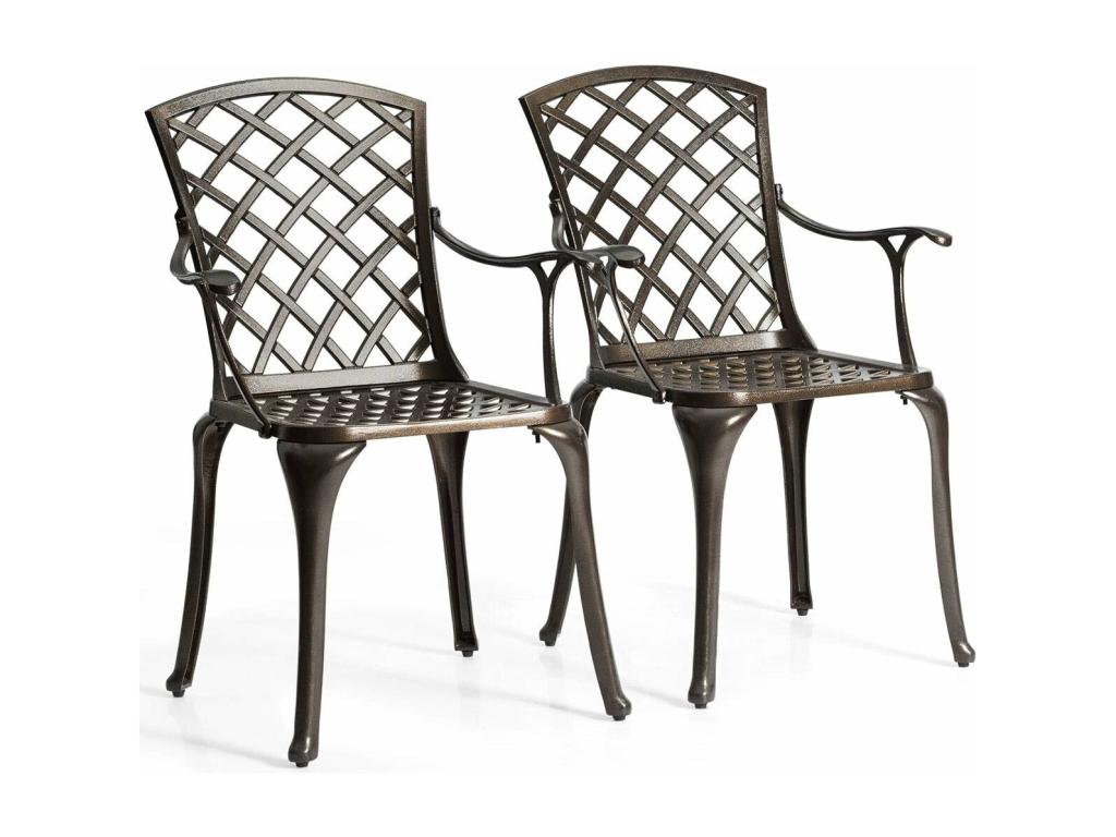Set of 2 versatile dining chairs in cast aluminum with openwork back/seat 95982SYLR