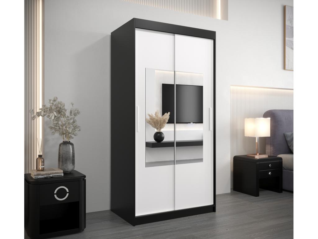 Maisonpuretop Sliding Door Wardrobe 200/100/62 2 Doors Black/White 51827TNFI