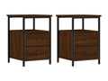 2-piece bedside tables, brown oak, 34x35.5x50cm, engineered wood, 33089DBTF