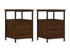2-piece bedside tables, brown oak, 34x35.5x50cm, engineered wood, 33089DBTF