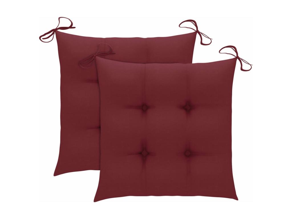Garden chairs with burgundy red cushions, 2 pieces, solid teak, 95121WBPR