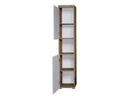 Melamine bathroom cabinet - Tall cabinet - White-Gloss Oak - WHD 37 - 190 - 31 cm 87376JSSW