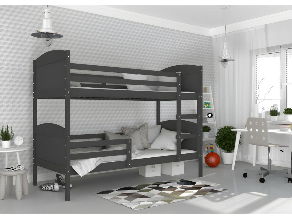 Mati Bunk Bed 90x190 Grey - grey. Delivered with slatted bases. 64963IUIQ