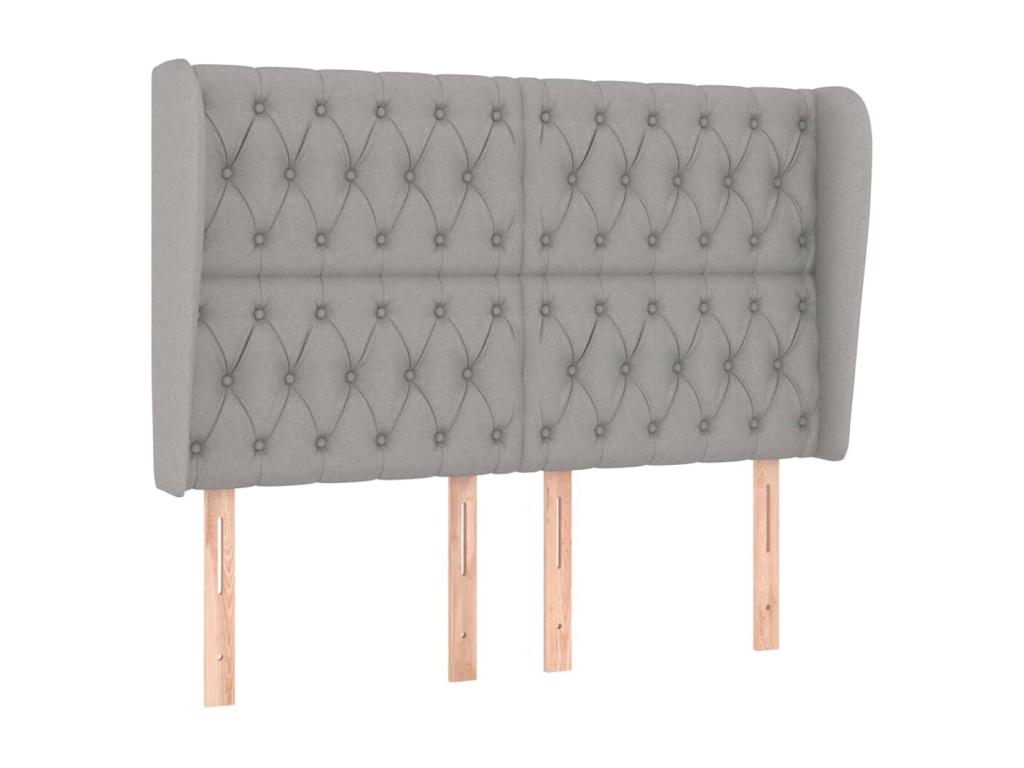 Headboard with wings, light grey, 147x23x118/128 cm, fabric, 71926FWIJ