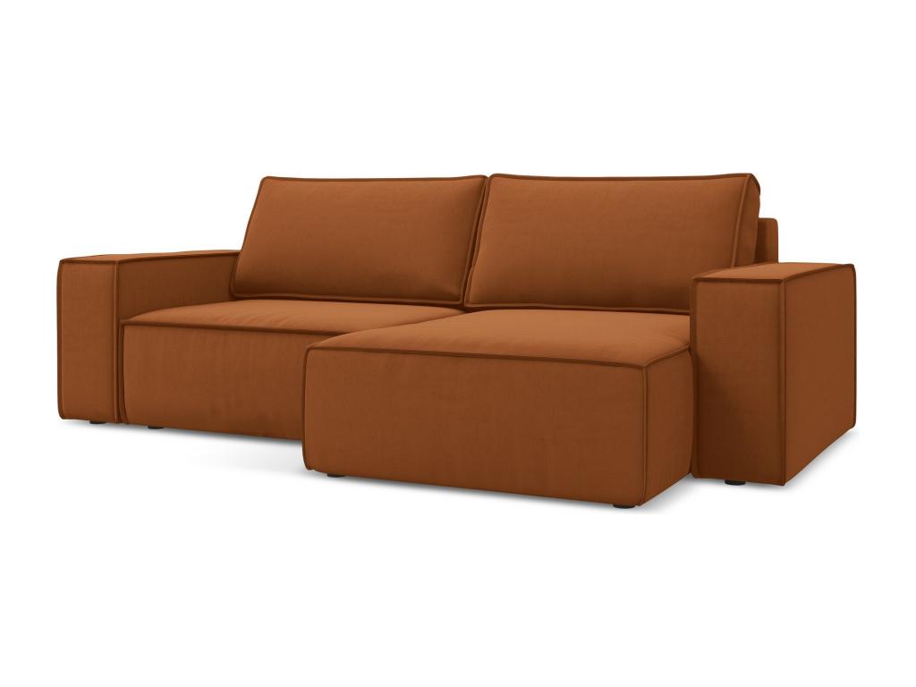Convertible 2-seater right-hand corner sofa in velvet - terracotta - Artvivrestore 99275YQKO