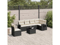 7-piece garden furniture set with cushions, black resin wicker 95979VMNB