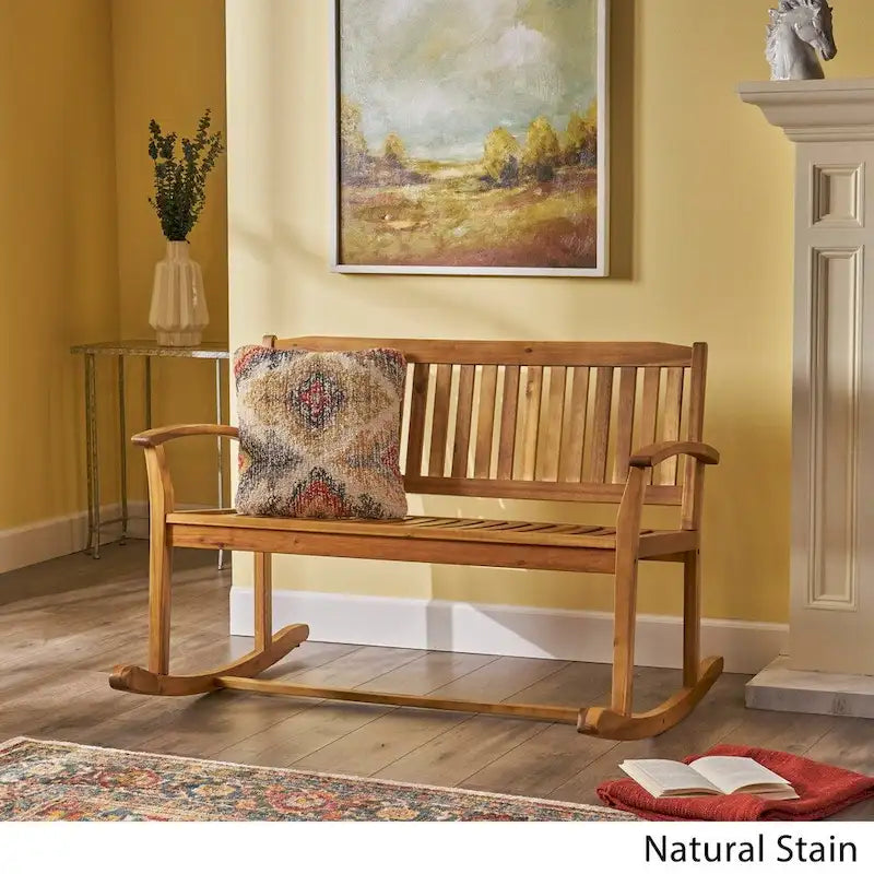 Amina Acacia Wood Patio Glider by Christopher Knight Home