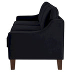 Modern 3-Seat Sofa Couch with Scooped Armrest and Wood Legs - 29.00 x 74.00 x 34.25