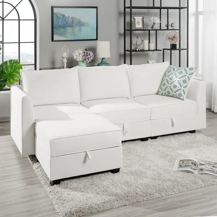 Modern DIY Collection - Convertible Modular Sectional Sofa - Linen Sofa Couch for Living Room Apartment Office