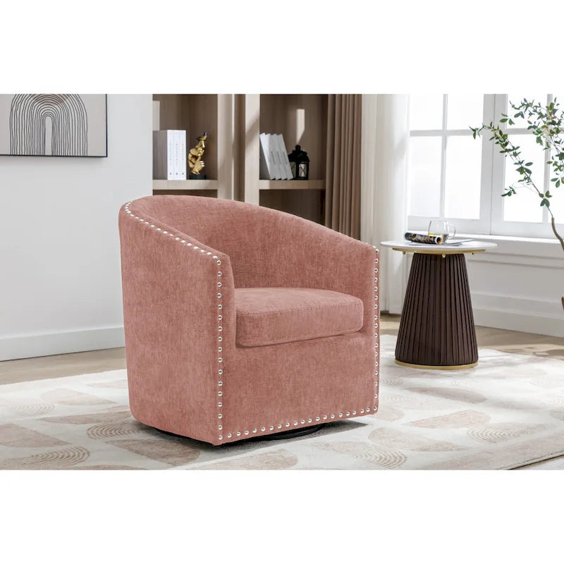 Porthos Home Wesa Swivel Fabric Upholstered Barrel Accent Chair