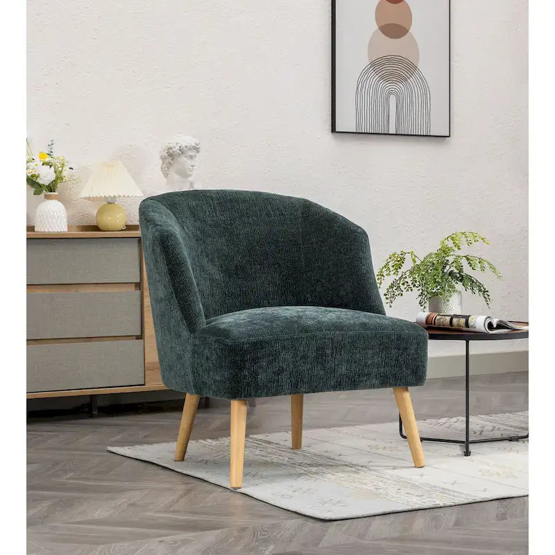 Porthos Home Quilla Corduroy Accent Barrel Chair with Rubberwood Legs