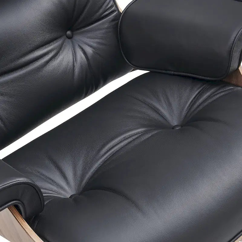 Mid-century Modern Lounger Real Leather Arm Chair and Ottoman Set