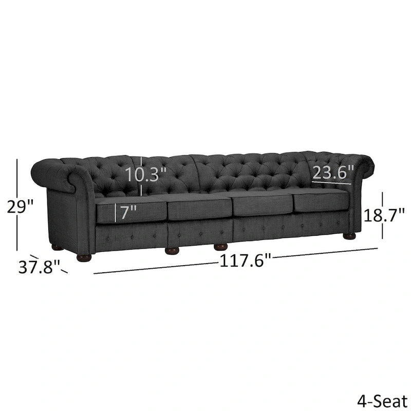Knightsbridge Grey Extra Long Chesterfield Sofa by iNSPIRE Q Artisan