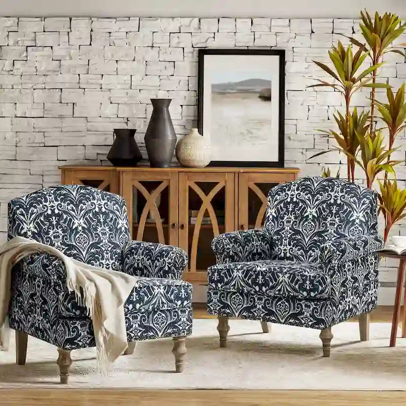 Yahweh Farmhouse Nailhead Armchair with Rolled Arms by HULALA HOME(Set of 2)