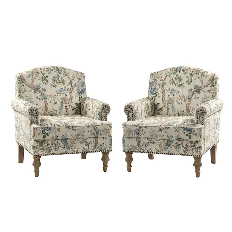 Yahweh Farmhouse Nailhead Armchair with Rolled Arms by HULALA HOME(Set of 2)